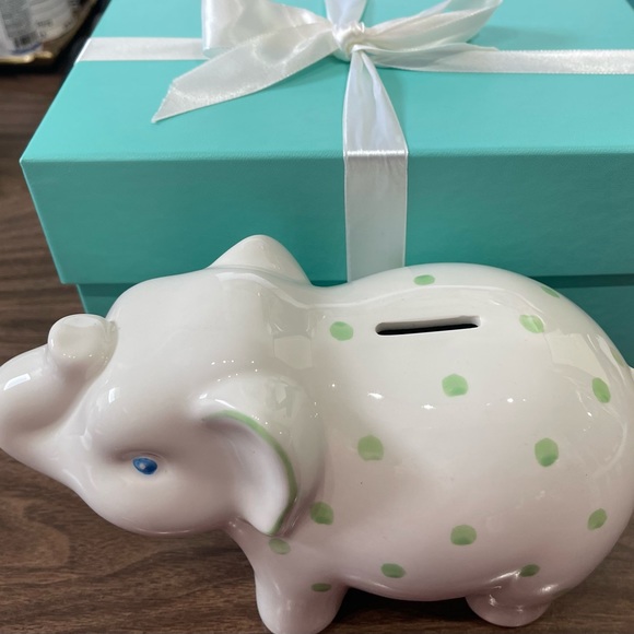 Tiffany & Co. Other - Tiffany & Co Green Polka Dot Elephant Piggy Bank with Box. New In Box!